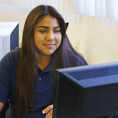 woman on computer